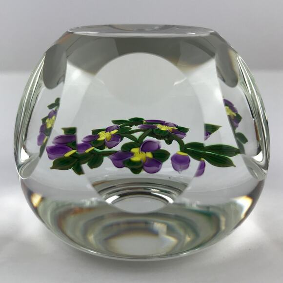 Perthshire PP221 2000 Amethyst & Yellow Flower Bouquet Faceted Paperweight Cert - Picture 5 of 16